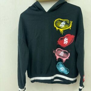 Justice jelly belly Black Hoodie w/ Vibrant Graphics youth large (12/14)